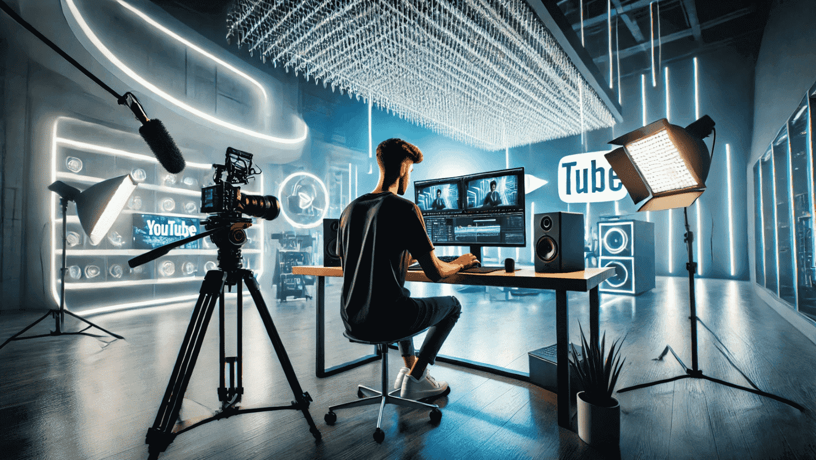 Content creator engaged in YouTube video promotion process